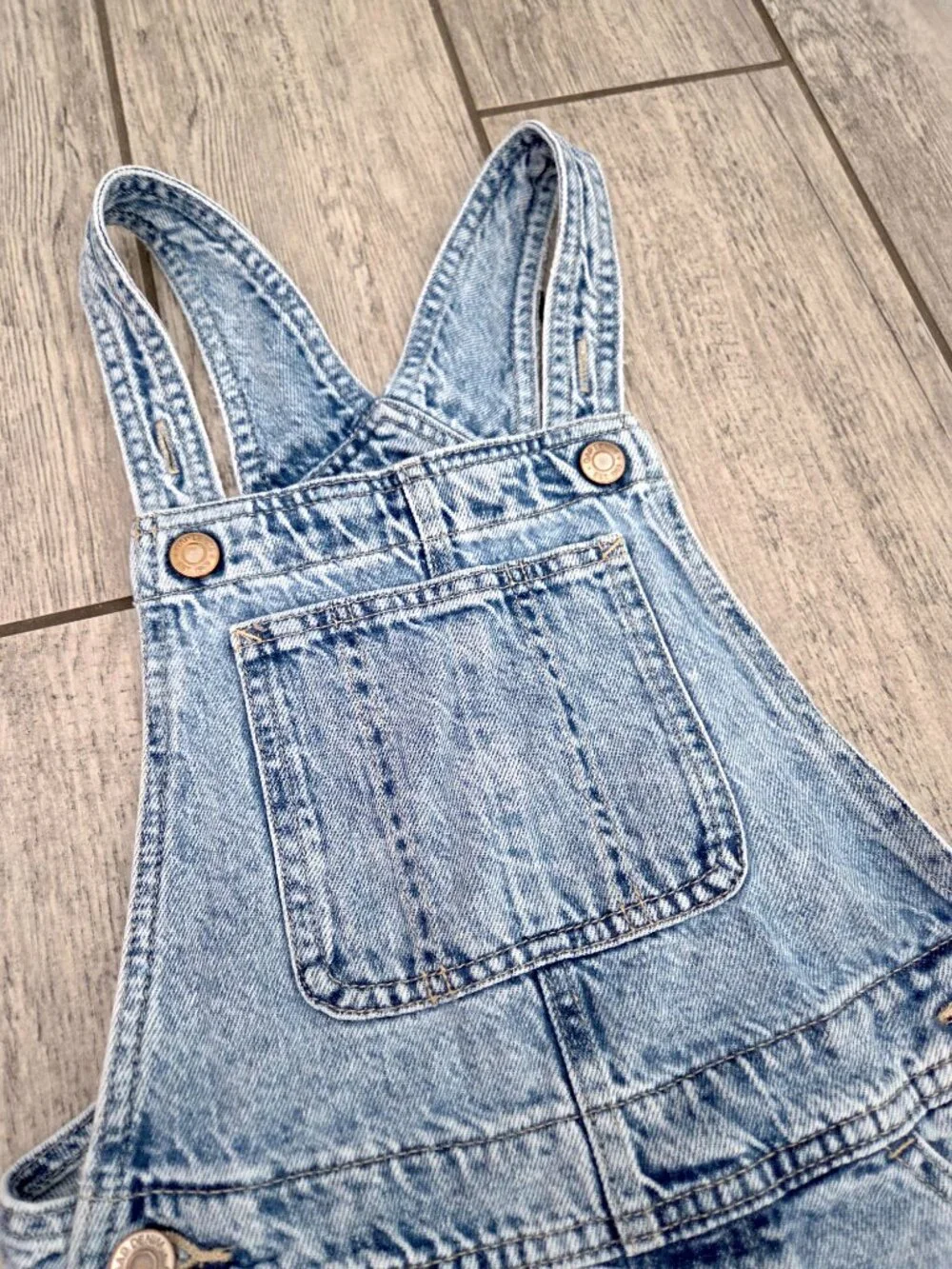Gap Denim Girls Light Wash Raw Hem Shortalls Overalls Size 8
